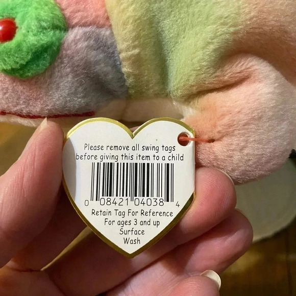 RARE Ty Beanie Baby - Iggy the Iguana with Tie Dye Fabric & Tag Errors - Picture 7 of 11